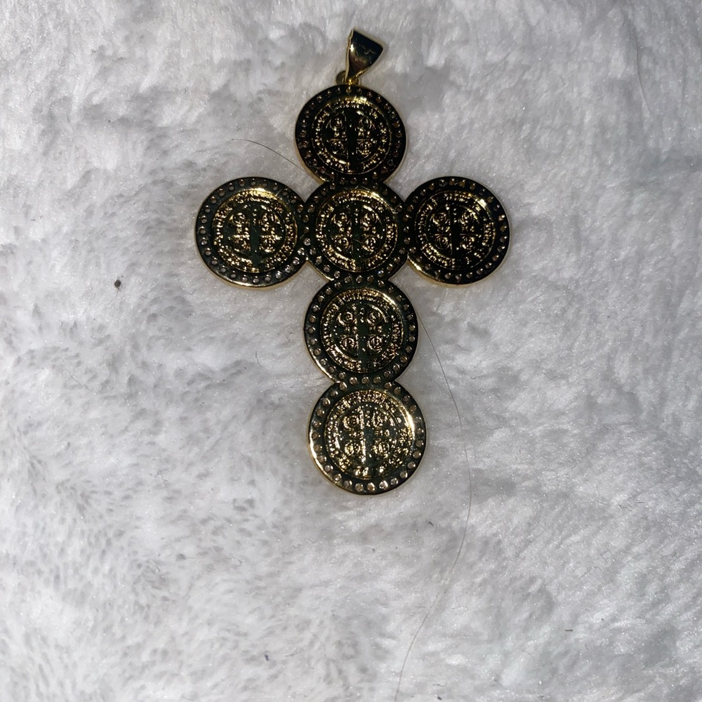 Gold Coin Cross Pendant